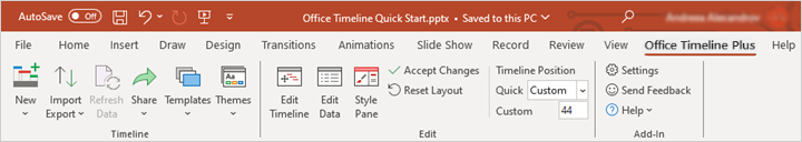 Office Timeline Plus ribbon