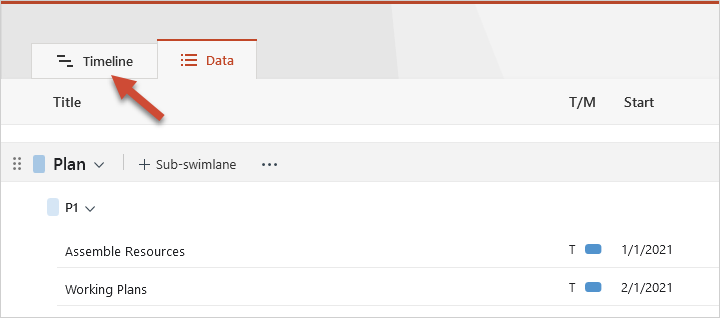 Timeline view tab