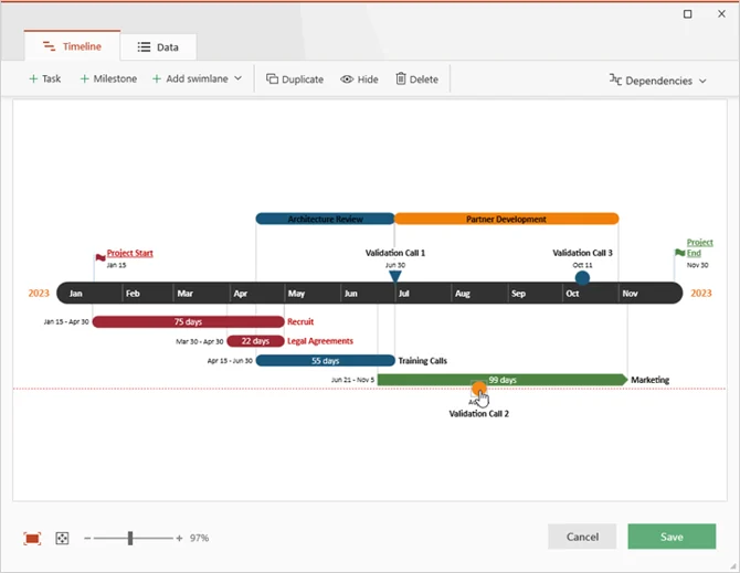 拖放时间轴视图
