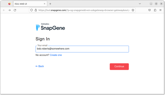 在浏览器中登录 SnapGene 账户