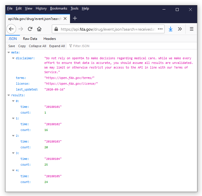 浏览器显示 JSON 数据